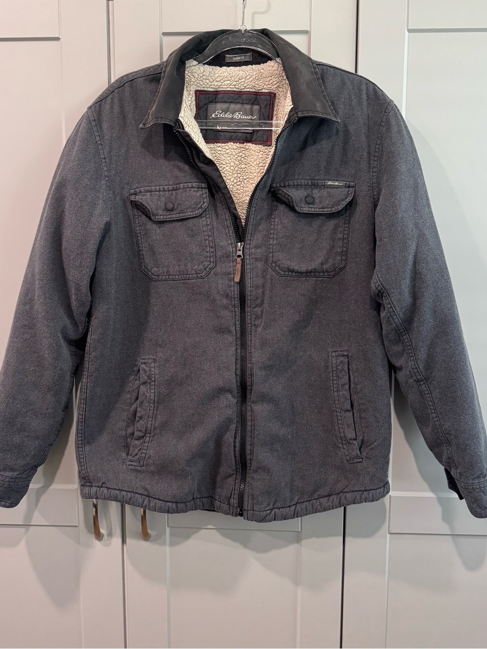 Eddie Bauer Charcoal Gray Sherpa-Lined Field Jacket